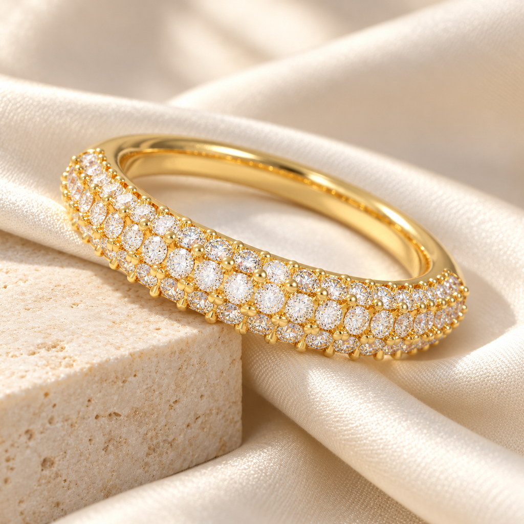 ELVORIQUE Celestial Orbit 0.50 CTW Three-Row Lab-Grown Diamond Wedding Band