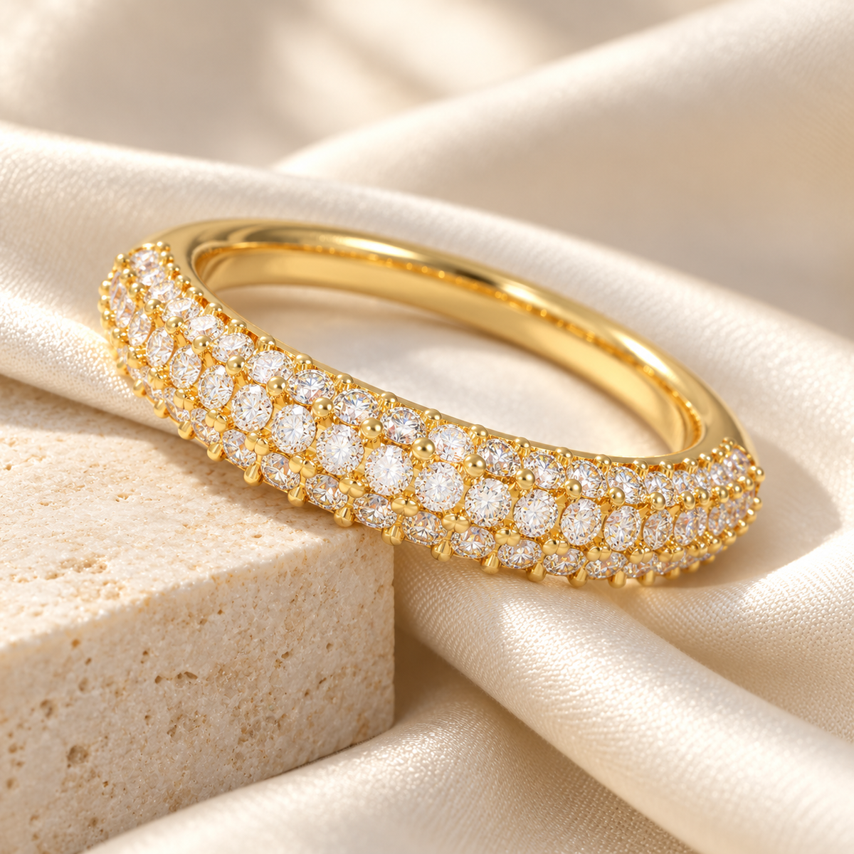 ELVORIQUE Celestial Orbit 0.50 CTW Three-Row Lab-Grown Diamond Wedding Band