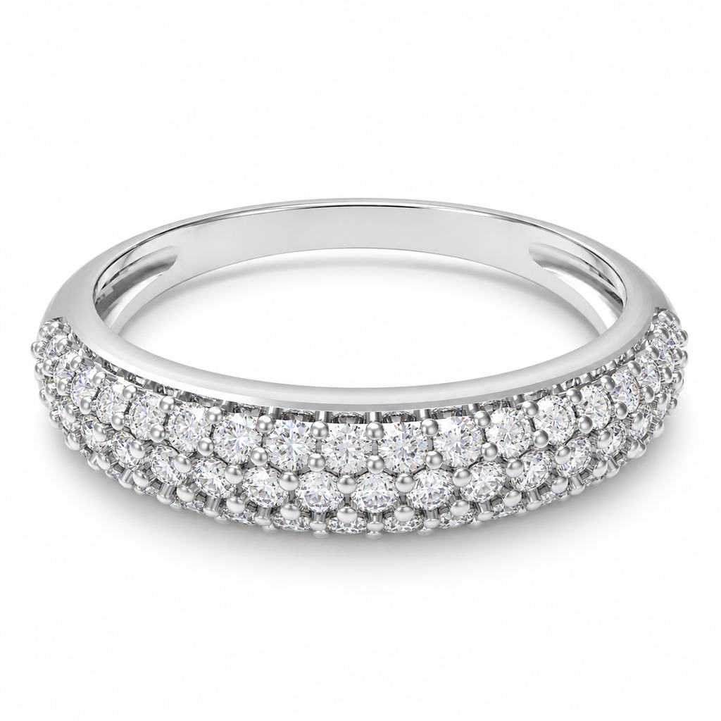 ELVORIQUE Triple-Row Pavé Lab-Grown Diamond Wedding Band