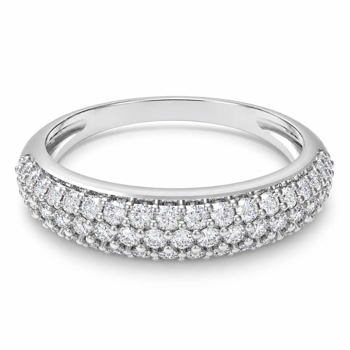 ELVORIQUE Triple-Row Pavé Lab-Grown Diamond Wedding Band