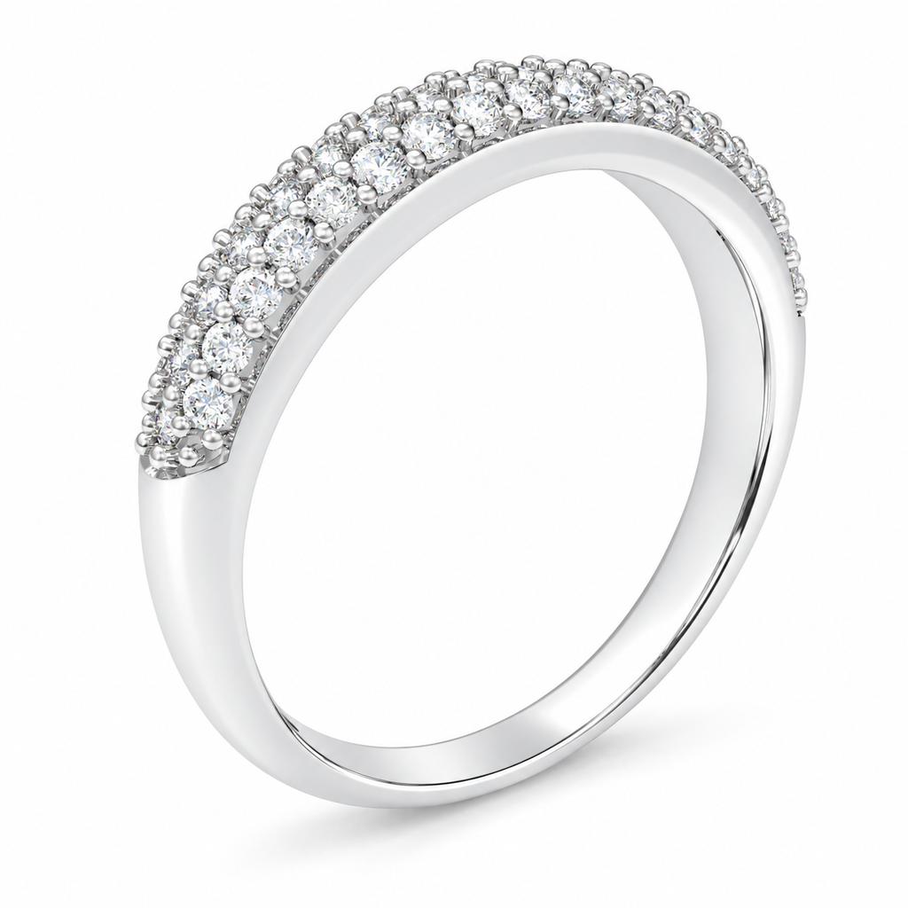 ELVORIQUE Triple-Row Pavé Lab-Grown Diamond Wedding Band