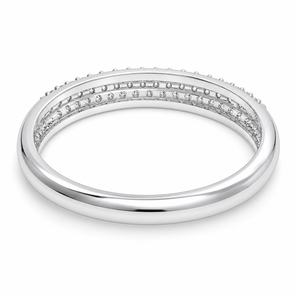 ELVORIQUE Triple-Row Pavé Lab-Grown Diamond Wedding Band
