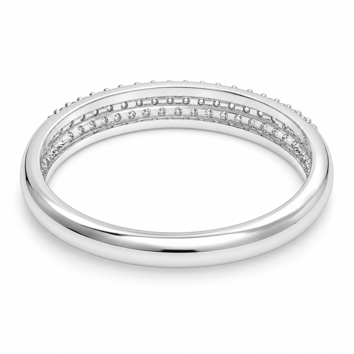 ELVORIQUE Triple-Row Pavé Lab-Grown Diamond Wedding Band
