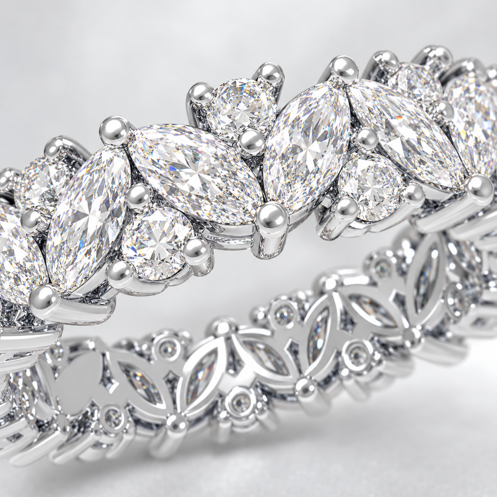 Eternal Leaves Marquise & Round Lab-Grown Diamond Eternity Ring