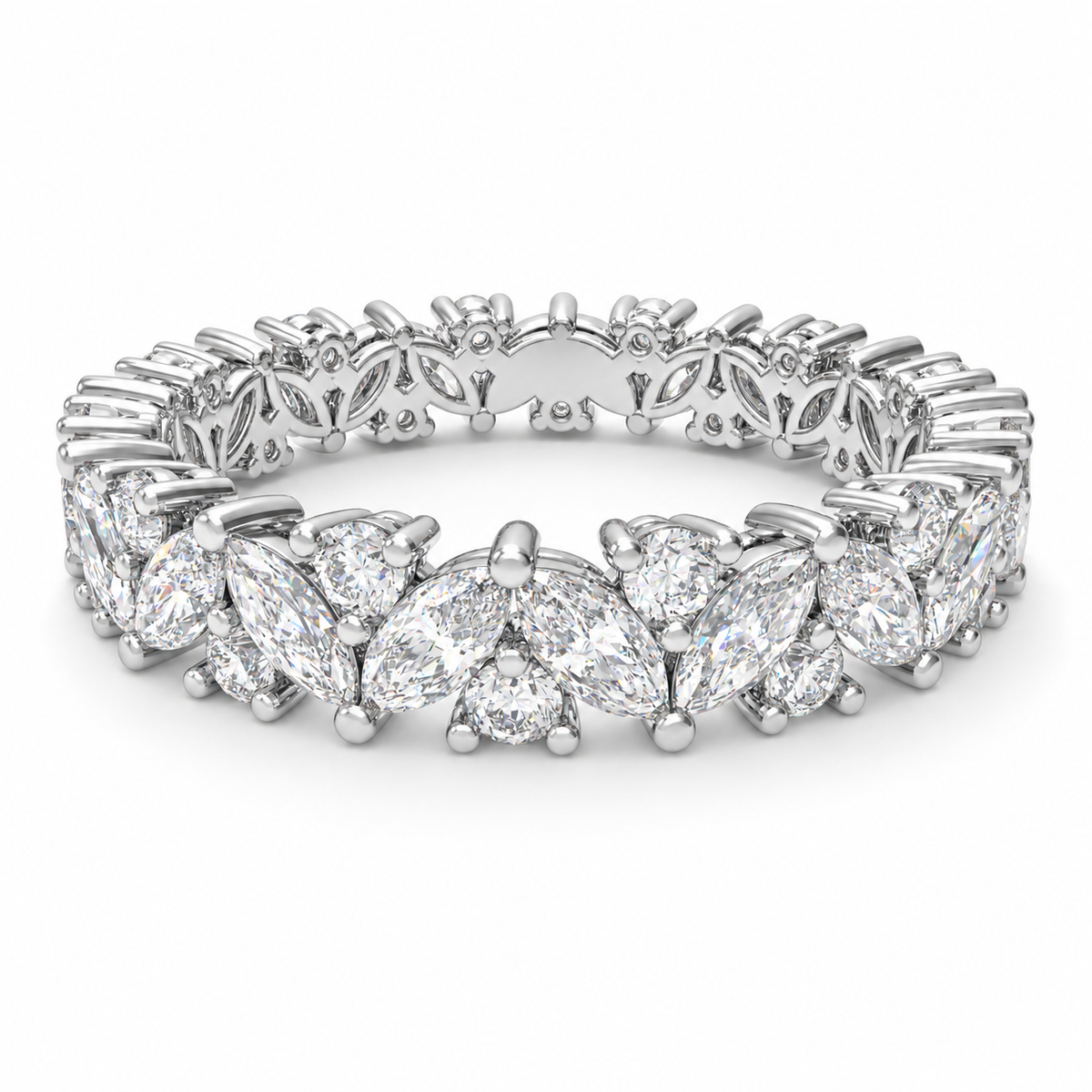 ELVORIQUE JEWELRY Eternal Leaves Marquise & Round Lab-Grown Diamond Eternity Ring