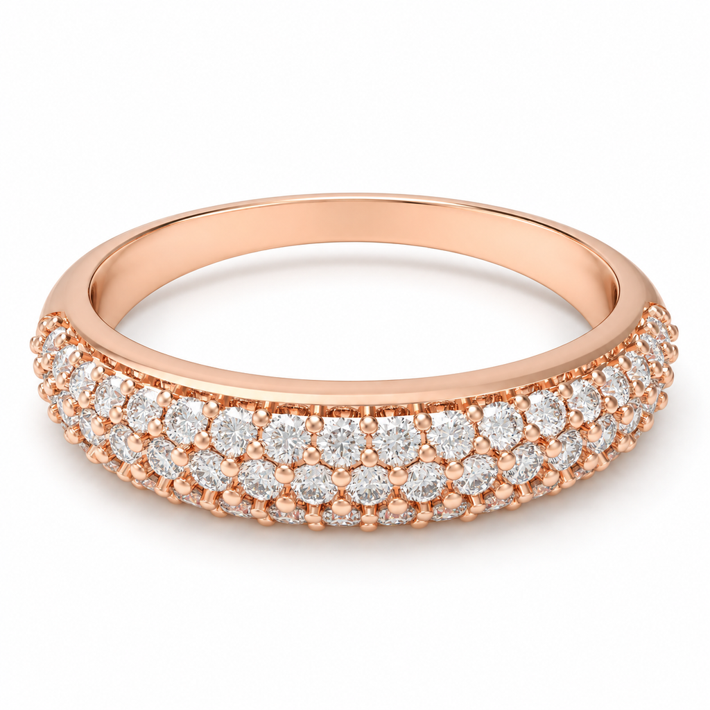 ELVORIQUE Triple-Row Pavé Lab-Grown Diamond Wedding Band