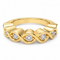 ELVORIQUE seven-stone wave band with 0.32 carat total weight of round brilliant lab-grown diamonds in polished yellow gold