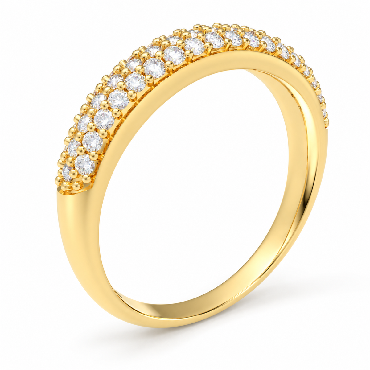 ELVORIQUE Triple-Row Pavé Lab-Grown Diamond Wedding Band