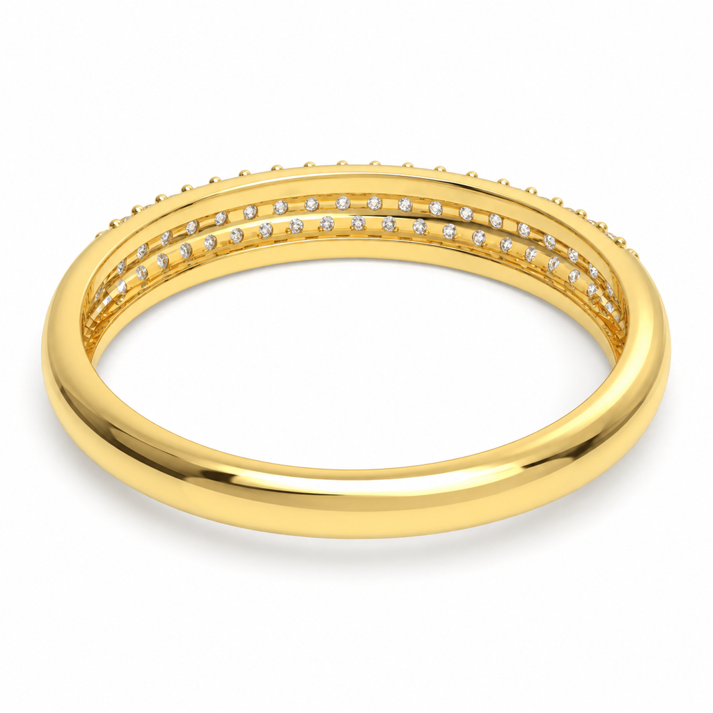 ELVORIQUE Triple-Row Pavé Lab-Grown Diamond Wedding Band