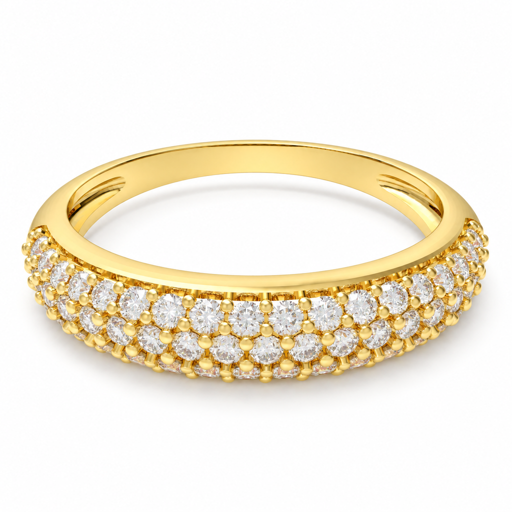 ELVORIQUE Triple-Row Pavé Lab-Grown Diamond Wedding Band