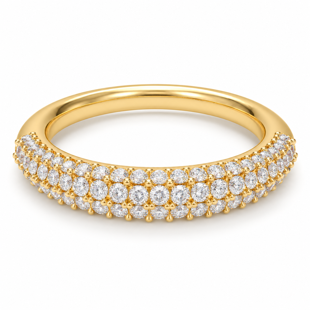 ELVORIQUE Celestial Orbit 0.50 CTW Three-Row Lab-Grown Diamond Wedding Band