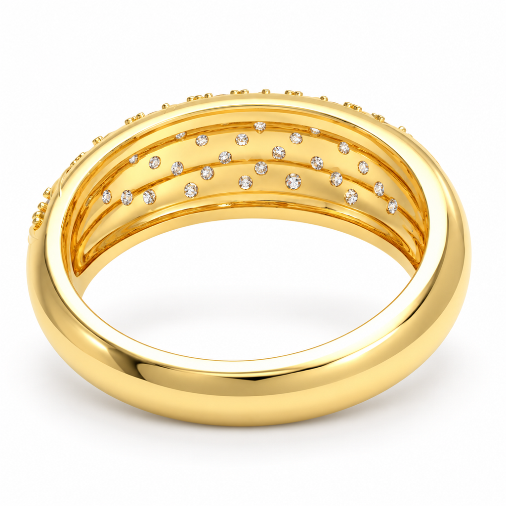 42-Stone Multi-Row Round Brilliant Lab-Grown Diamond Ring in Yellow Gold, 1.00 CTW | ELVORIQUE