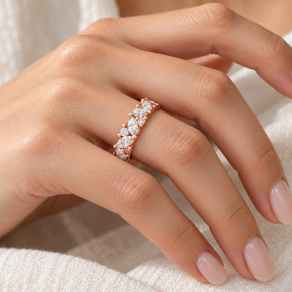 ELVORIQUE Marquise & Round Lab-Grown Diamond Eternity Ring