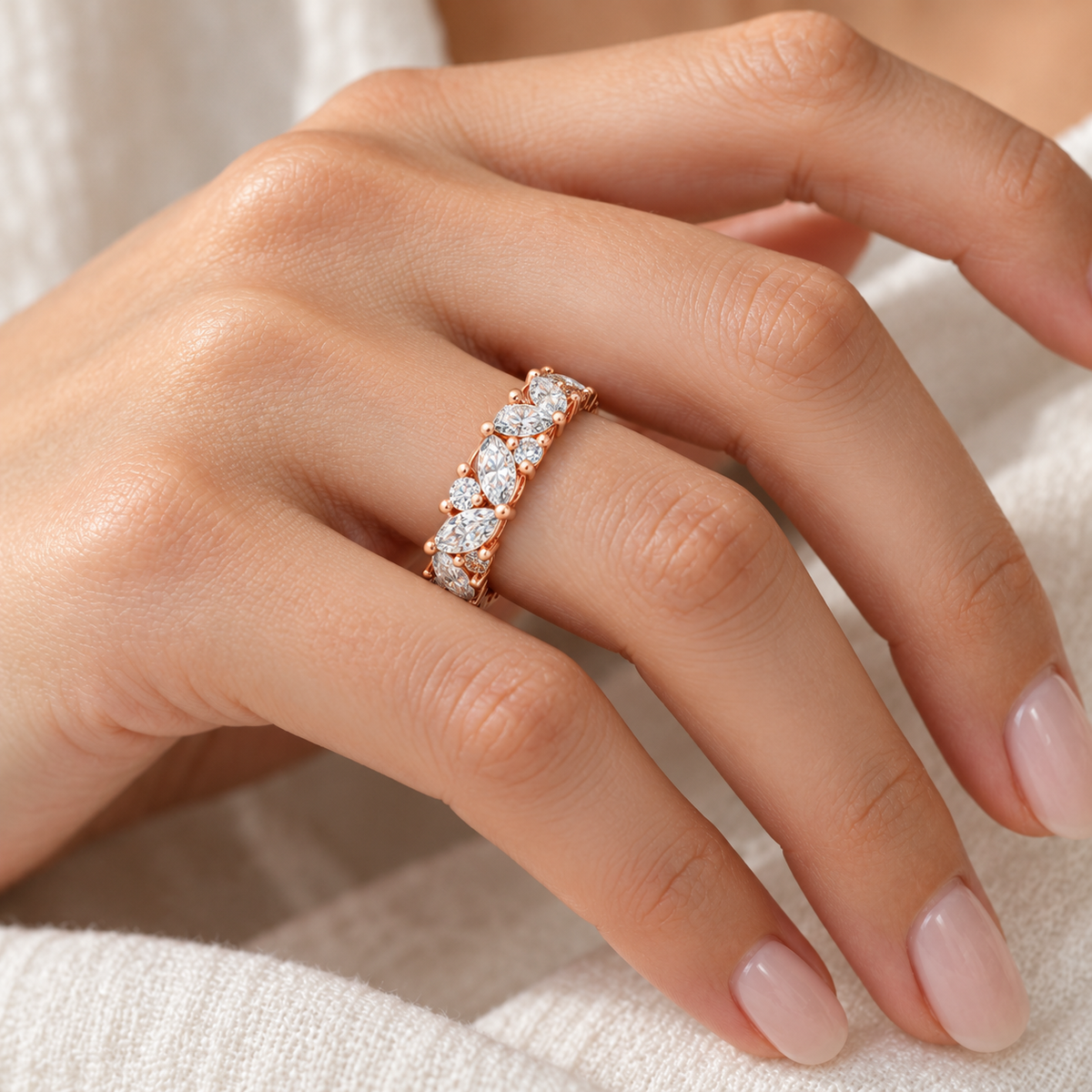 ELVORIQUE Marquise & Round Lab-Grown Diamond Eternity Ring