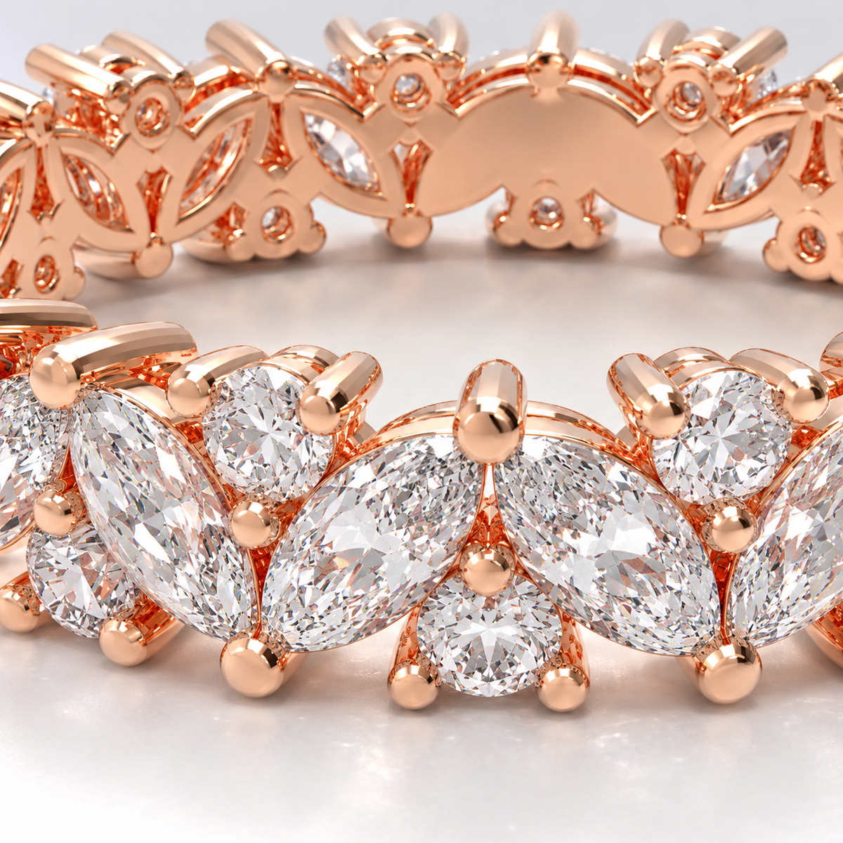 ELVORIQUE Marquise & Round Lab-Grown Diamond Eternity Ring