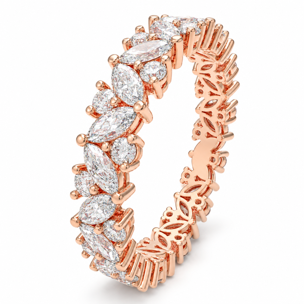ELVORIQUE Marquise & Round Lab-Grown Diamond Eternity Ring