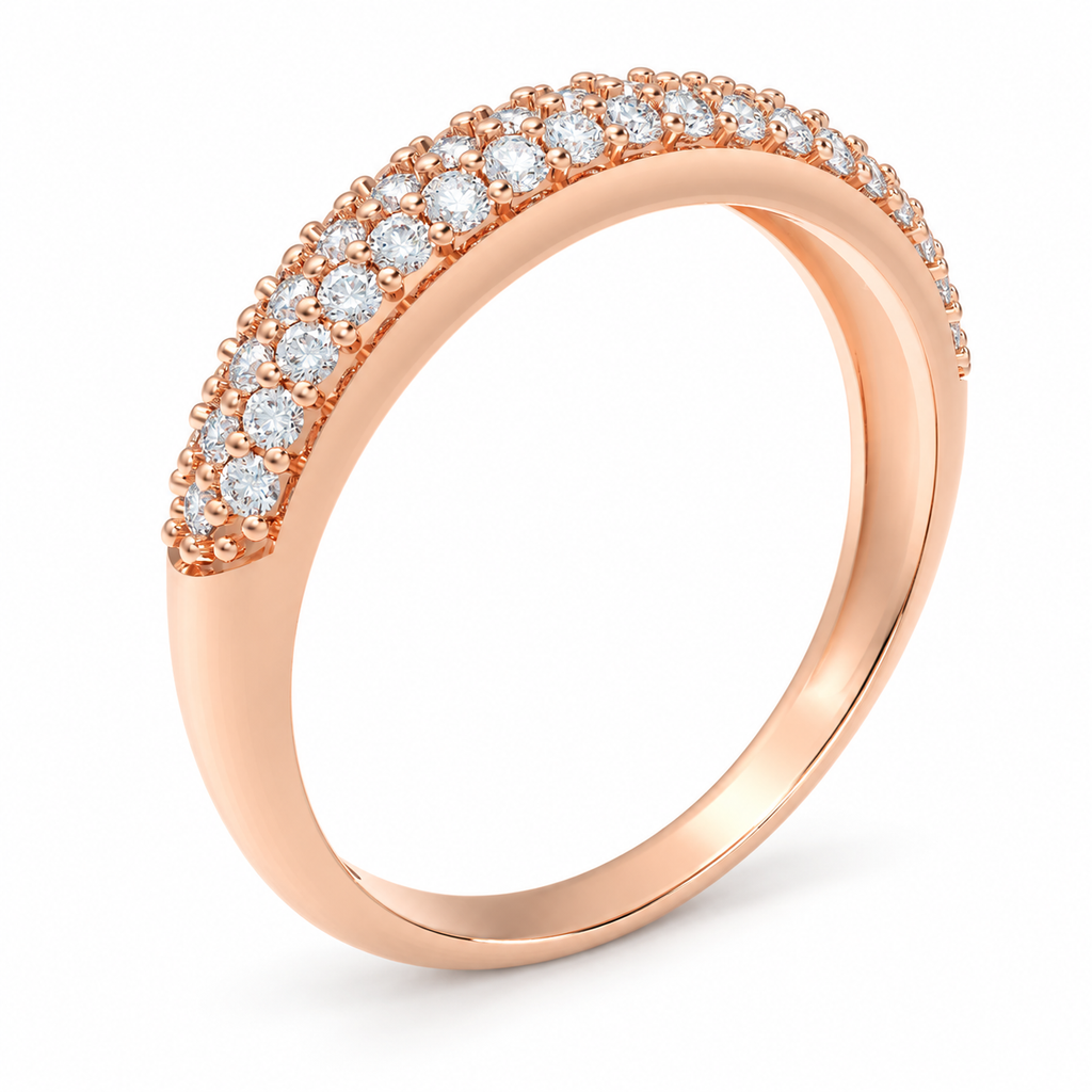 ELVORIQUE Triple-Row Pavé Lab-Grown Diamond Wedding Band