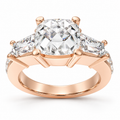 Eternal Radiance Cushion-Cut Lab-Grown Diamond Three-Stone Engagement Ring in Rose Gold | ELVORIQUE