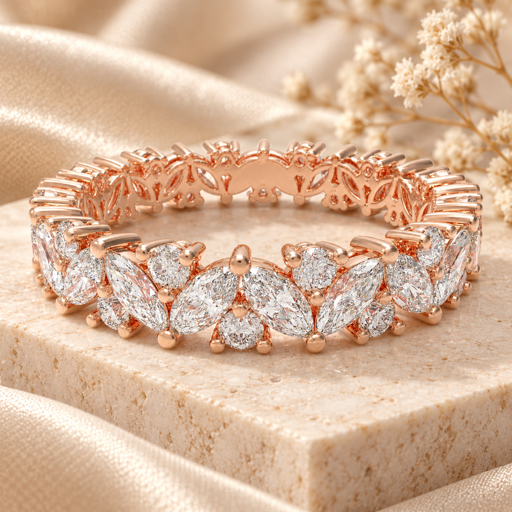 ELVORIQUE Marquise & Round Lab-Grown Diamond Eternity Ring
