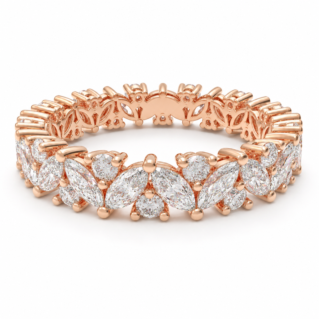 ELVORIQUE Marquise & Round Lab-Grown Diamond Eternity Ring