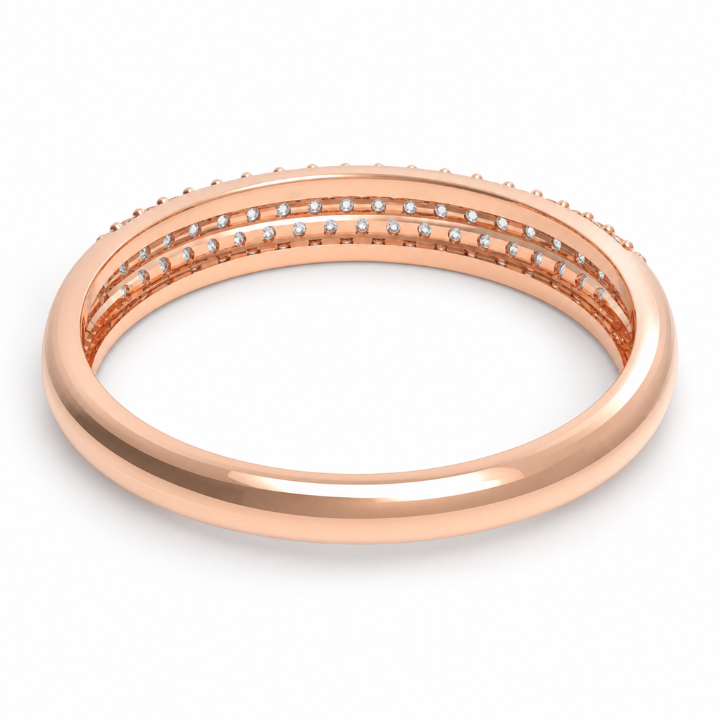 ELVORIQUE Triple-Row Pavé Lab-Grown Diamond Wedding Band