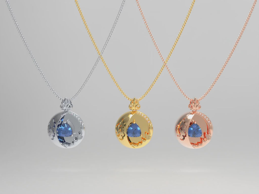 1CT Pear-Cut Lab-Grown Sapphire & Diamond Pendant Necklace