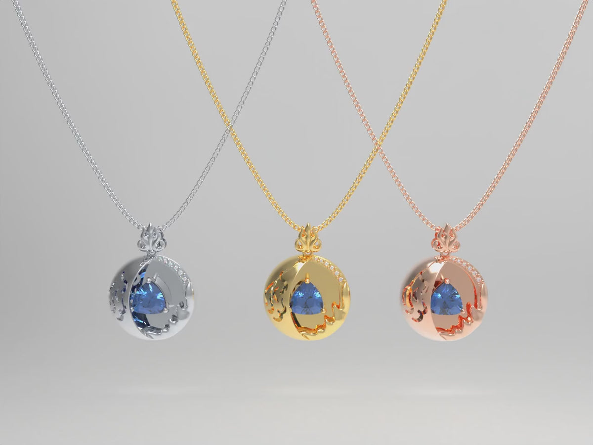 1CT Pear-Cut Lab-Grown Sapphire & Diamond Pendant Necklace