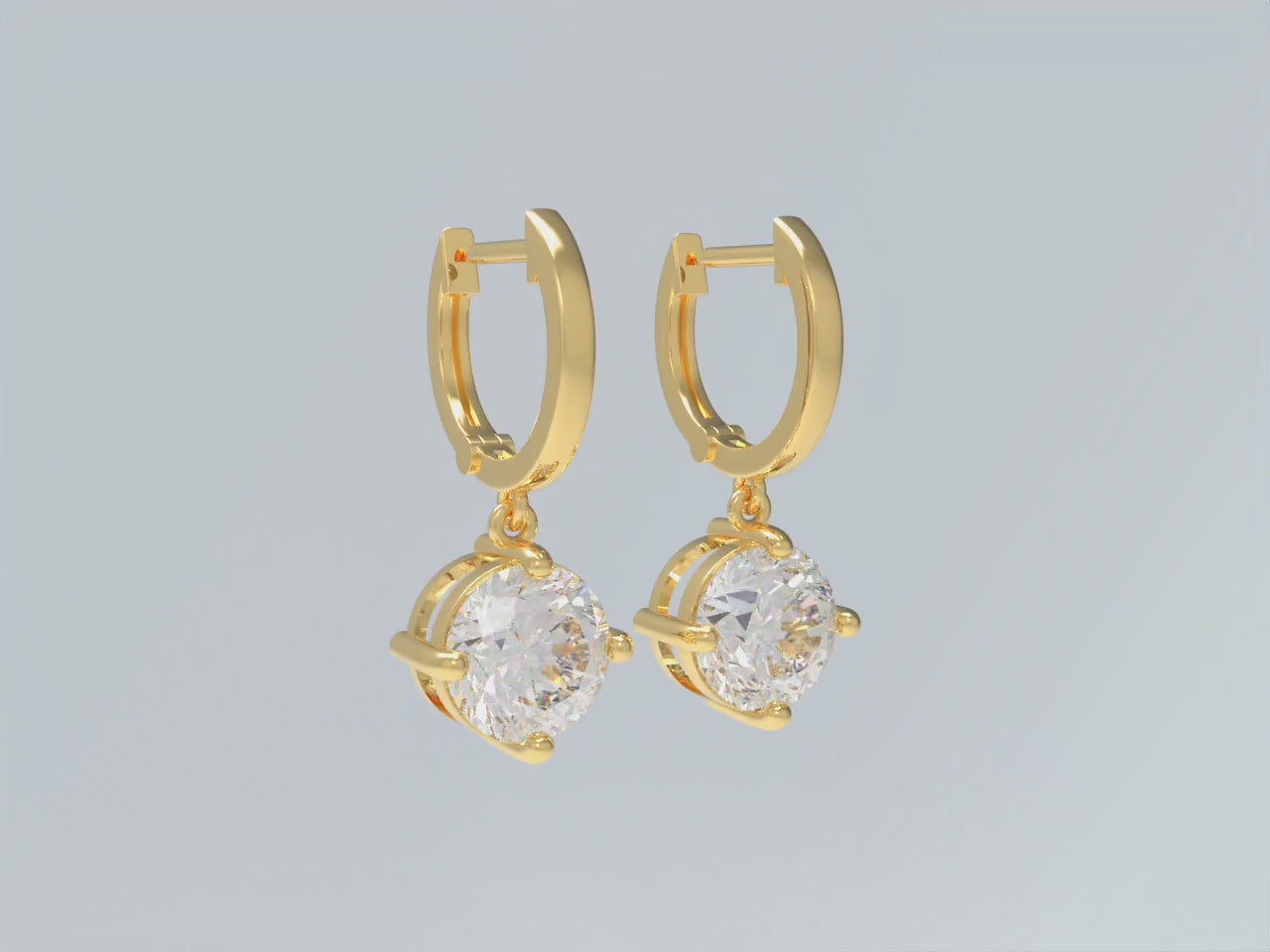 Handmade Dangle Earrings with Lab - Grown Diamonds (0.5CT/1CT per Stone, 2 Stones), 9K/14K/18K White Gold/Yellow Gold/Rose Gold & Platinum Optional