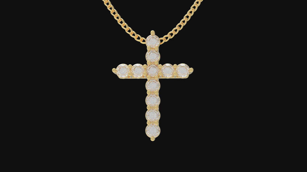 Golden Providence 0.70 CT Lab-Grown Diamond Cross Necklace in 10K or 14K Gold
