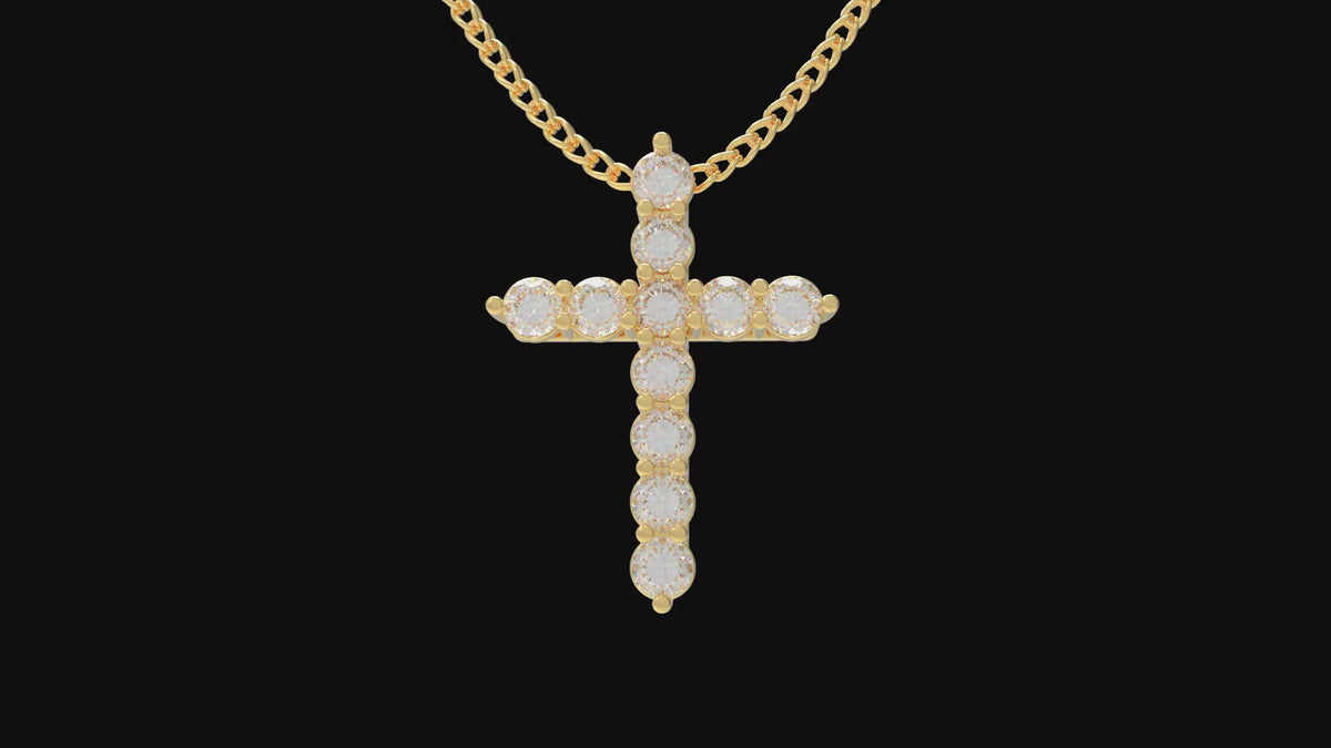 Golden Providence 0.70 CT Lab-Grown Diamond Cross Necklace in 10K or 14K Gold