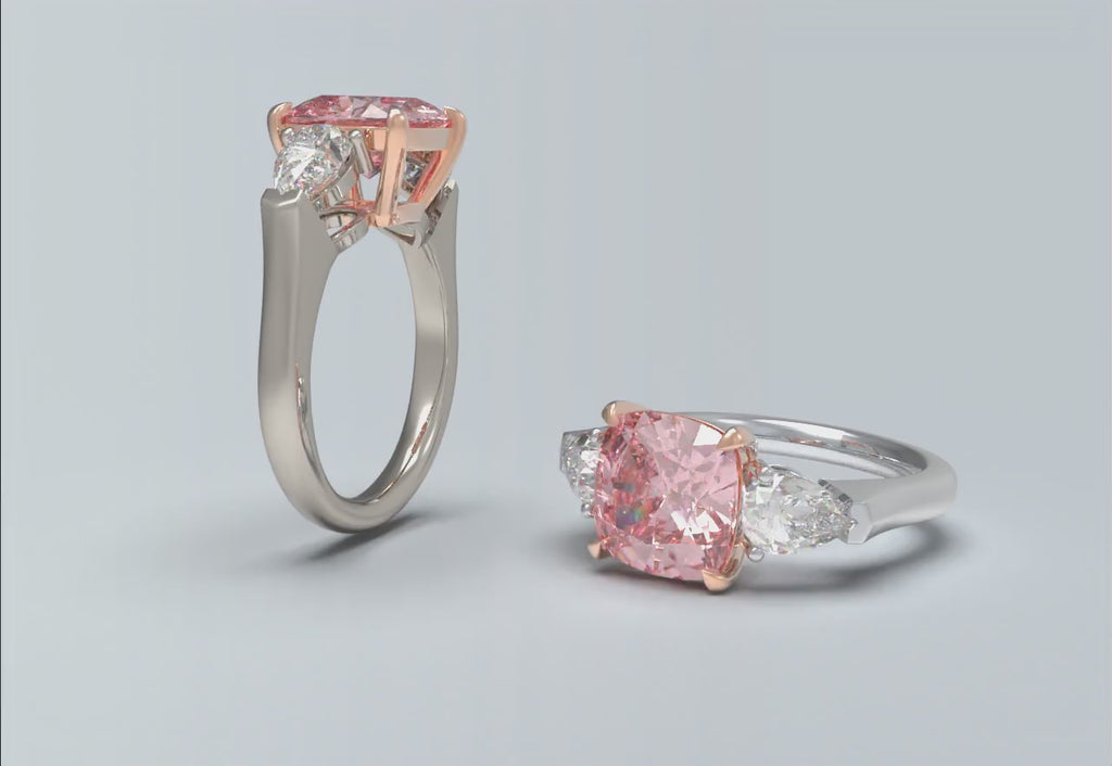 Blush Horizon 2.80CT Lab-Grown Pink Diamond Three-Stone Engagement Ring