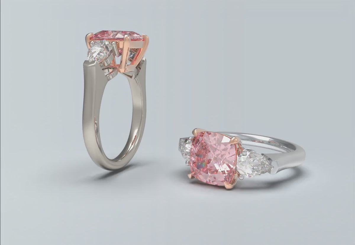 Blush Horizon 2.80CT Lab-Grown Pink Diamond Three-Stone Engagement Ring