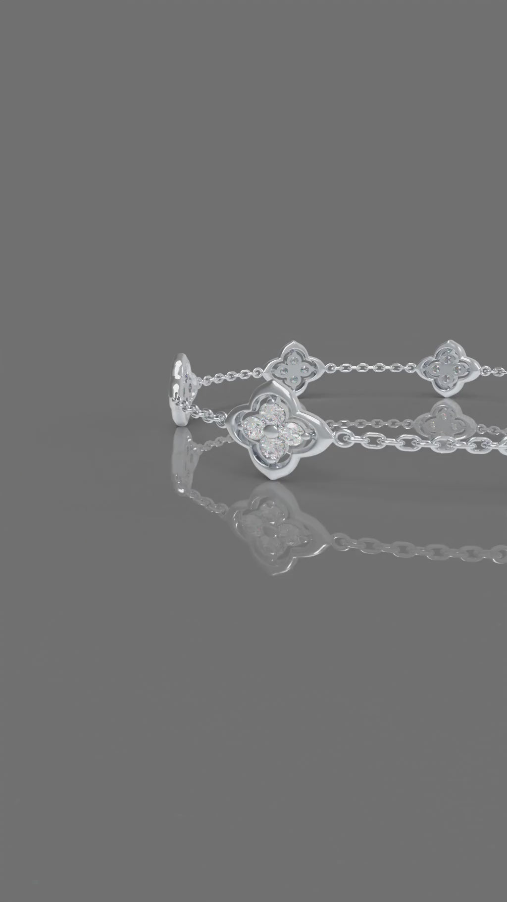 ELVORIQUE Five-Station Four-Leaf Clover Moissanite Bracelet