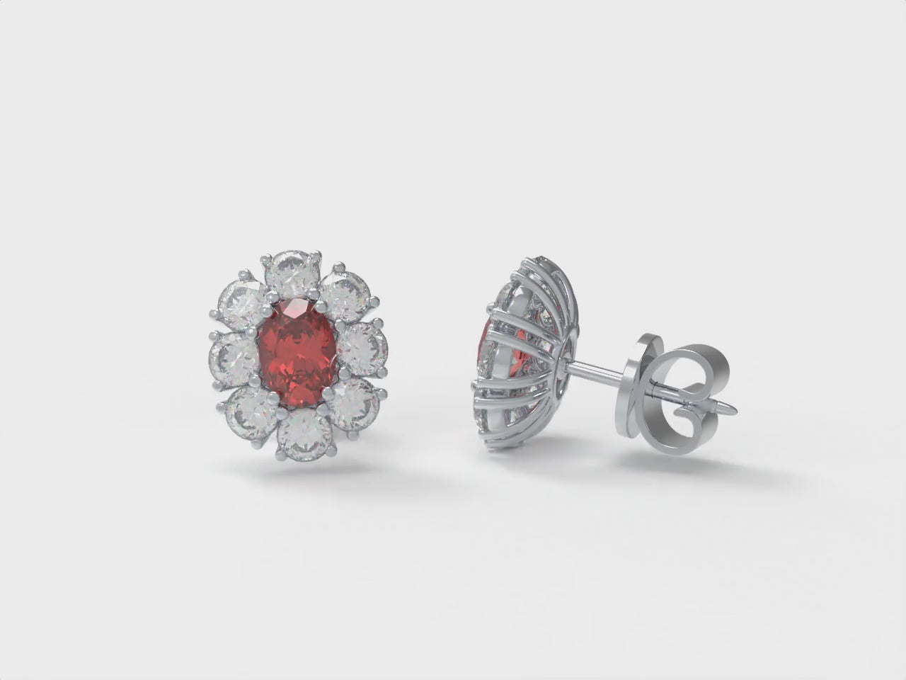 Ruby Camellia 2.50CTW Lab-Grown Ruby & Diamond Floral Stud Earrings