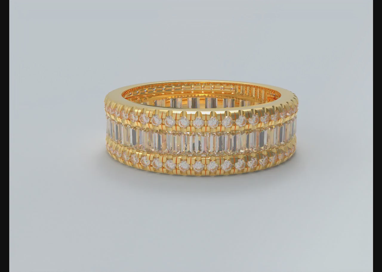 ELVORIQUE 141-Stone Round & Baguette Moissanite Eternity Ring
