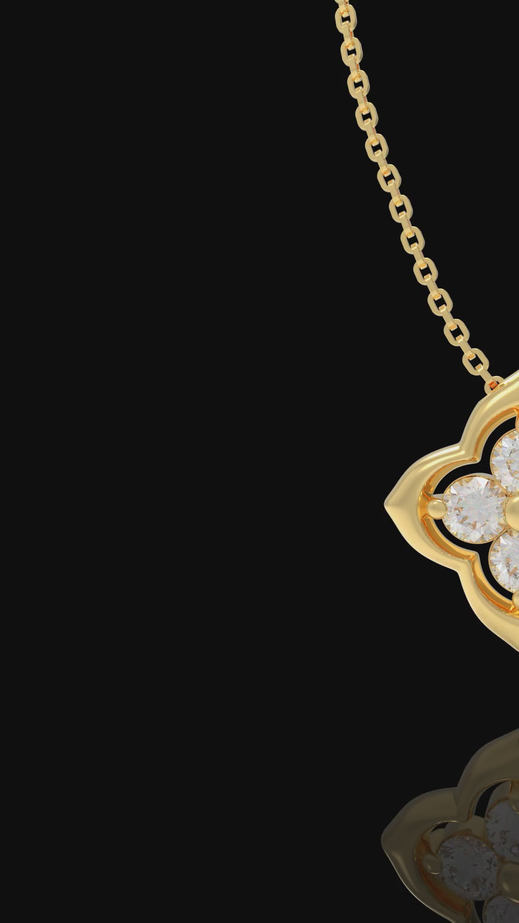 Song-Inspired Four-Petal Yellow Gold Diamond Necklace