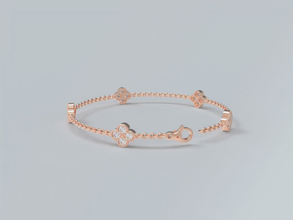 ELVORIQUE Aurelia VVS Lab-Grown Diamond Four-Leaf Clover Bracelet