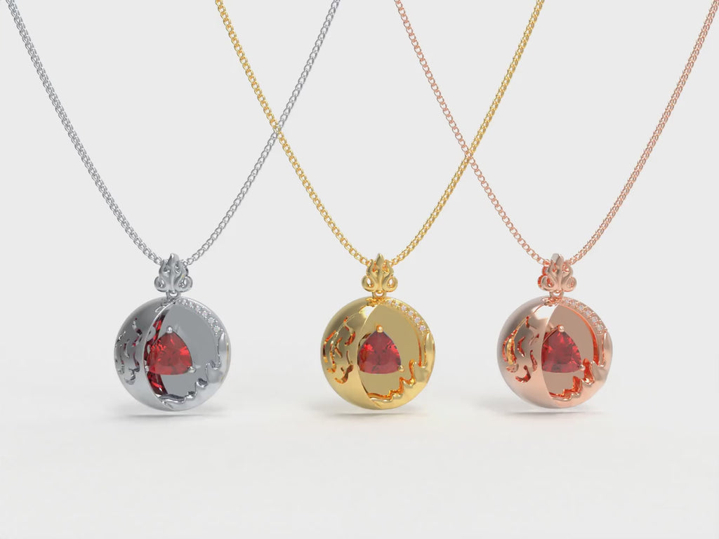 1CT Pear-Cut Lab-Grown Ruby & Diamond Pendant Necklace