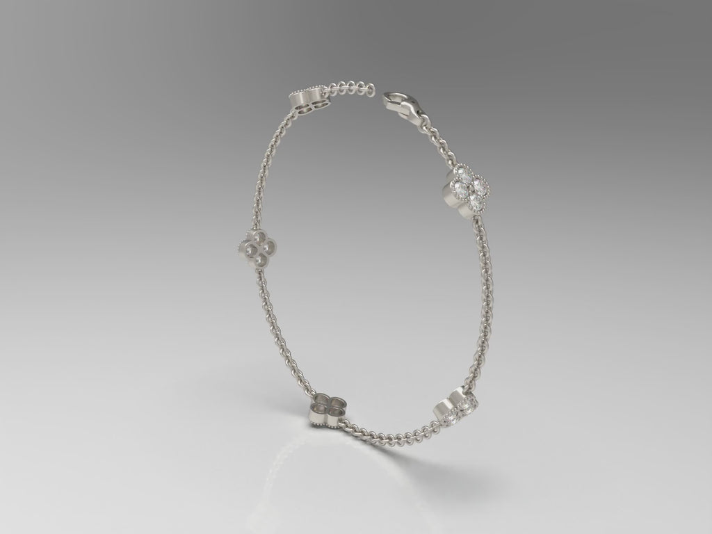 ELVORIQUE Aurelia Lab-Grown Diamond Four-Leaf Clover Bracelet