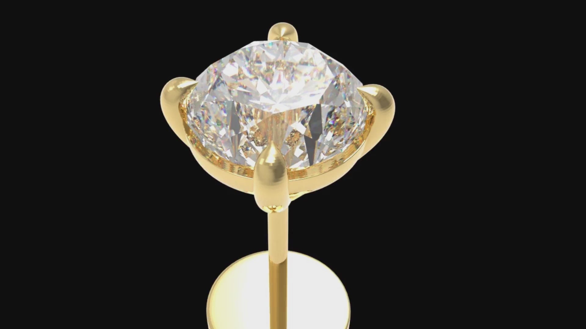 Golden First Light Lab-Grown Diamond Solitaire Stud Earrings