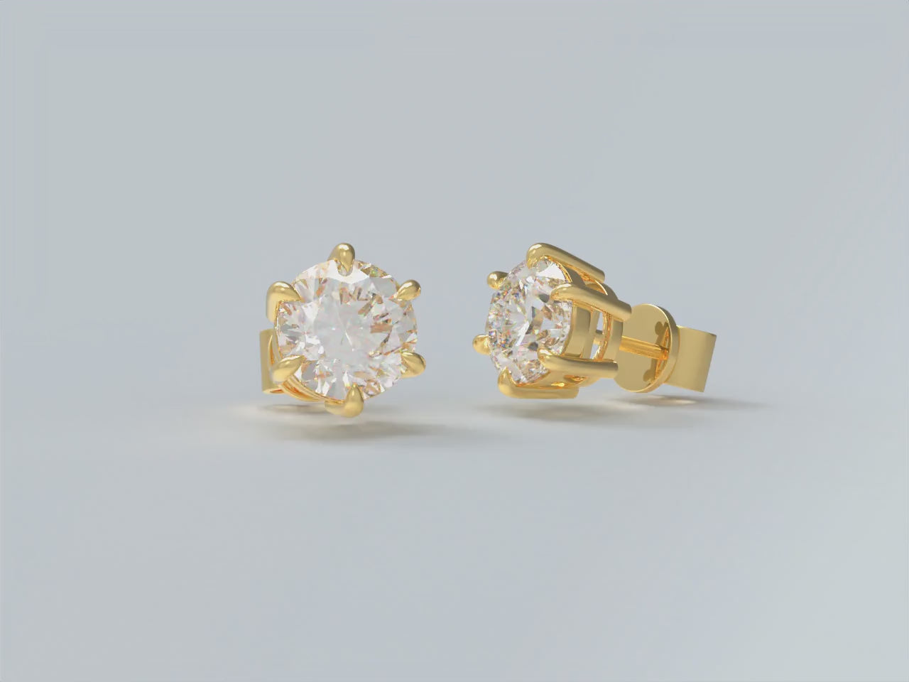 Lab - Grown Diamond Stud Earrings, 0.5CT/1CT Each, 9K/14K/18K Gold (White/Rose/Yellow) & Platinum, Ideal for Daily Wear, Gifting on Anniversaries, Holidays, etc.