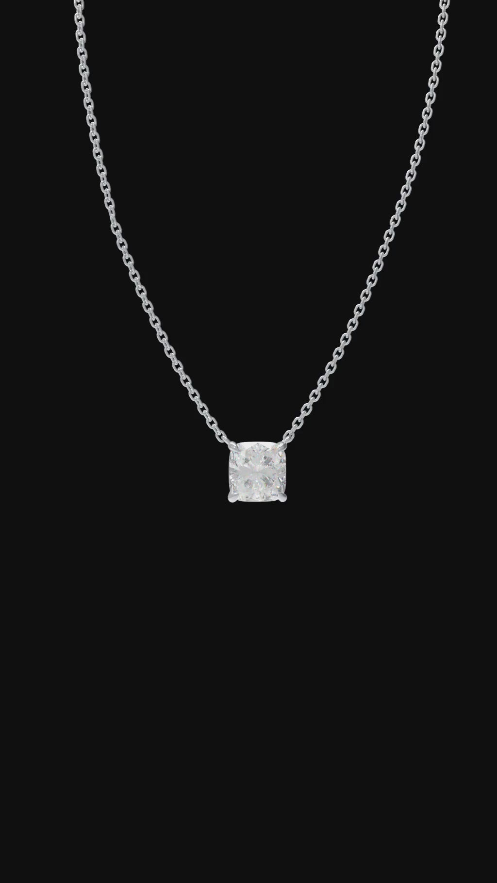 Handmade 925 Sterling Silver Cushion Cut Moissanite Pendant Necklace, Perfect Gift for Holidays and Daily Wear