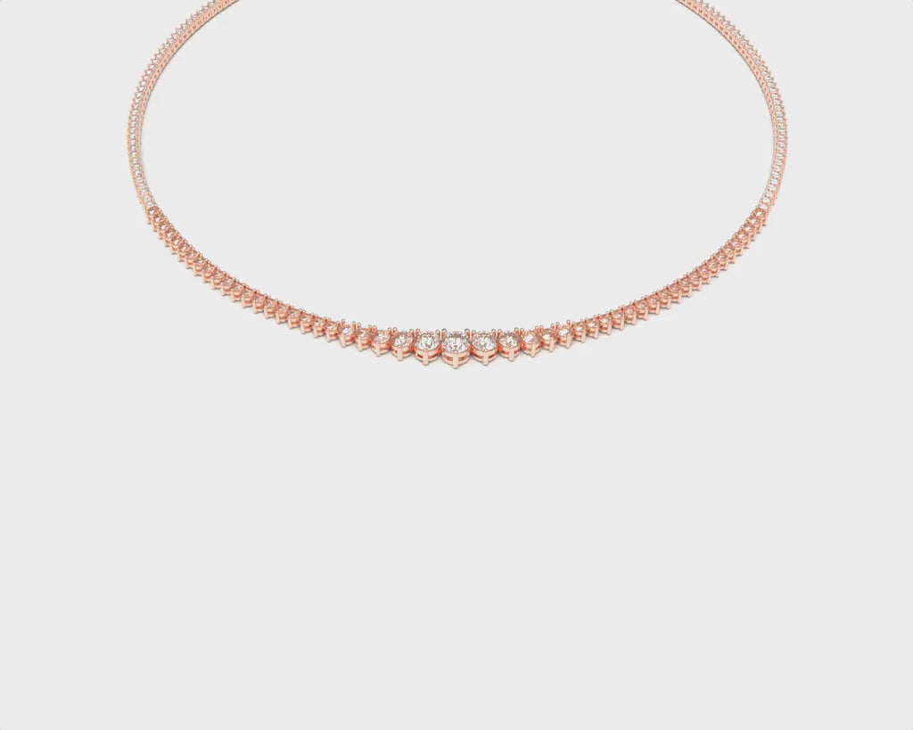 8CT/10CT Graduated Lab-Grown Diamond Tennis Necklace in 10K/14K Rose Gold – 16 Inch