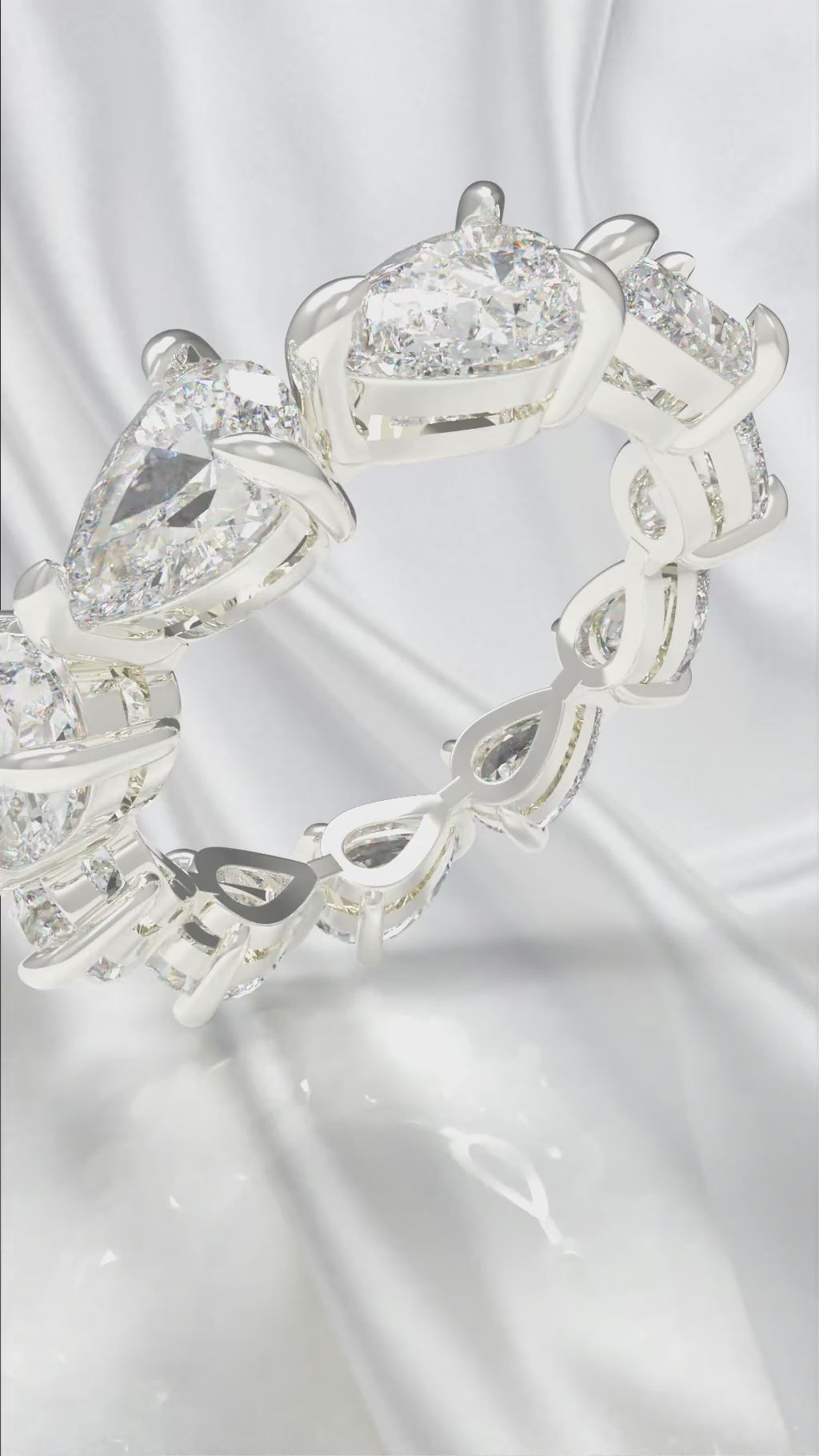 ELVORIQUE Drops of Eternity Pear-Cut Moissanite Eternity Band