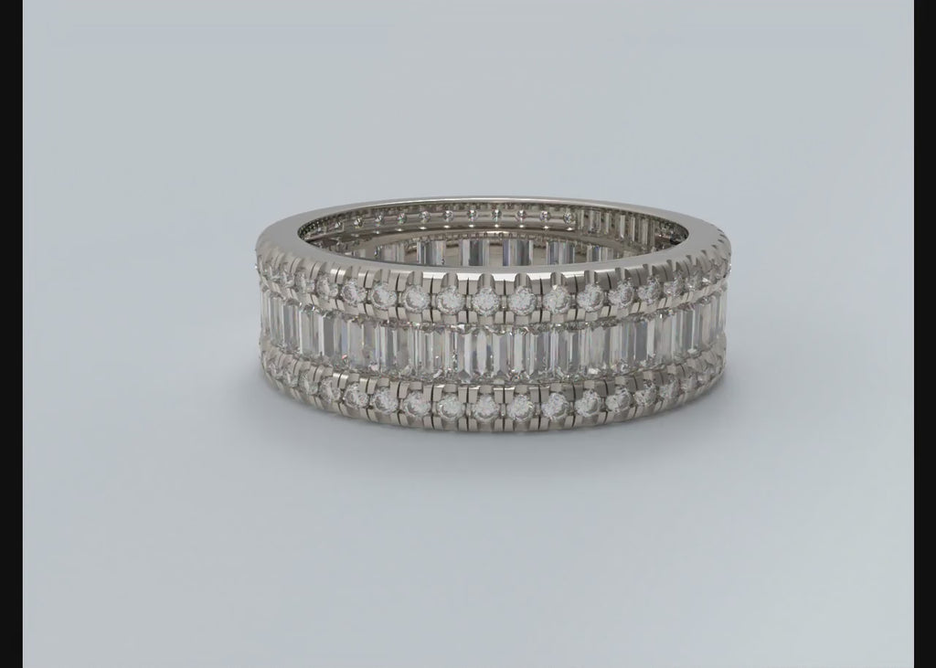 ELVORIQUE 141-Stone Round & Baguette Moissanite Eternity Ring
