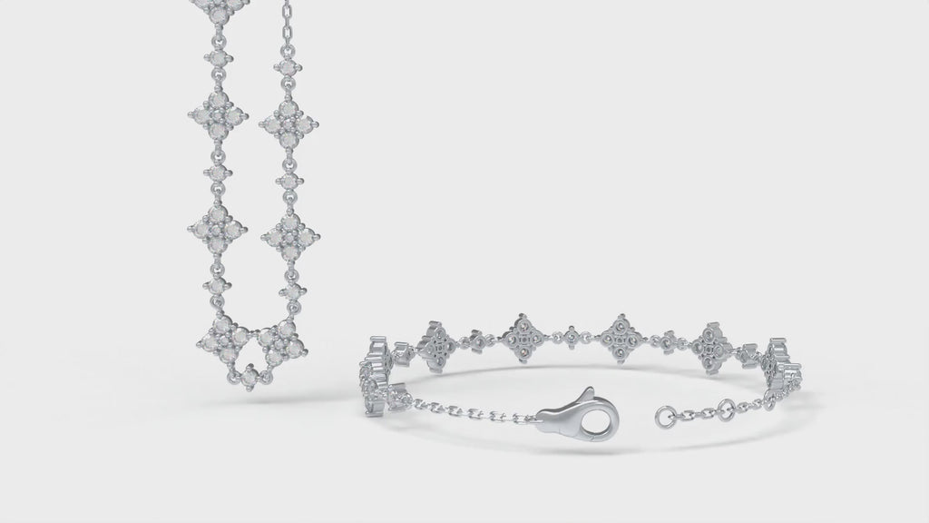 Fortune in Bloom Five-Clover Moissanite Bracelet in Sterling Silver