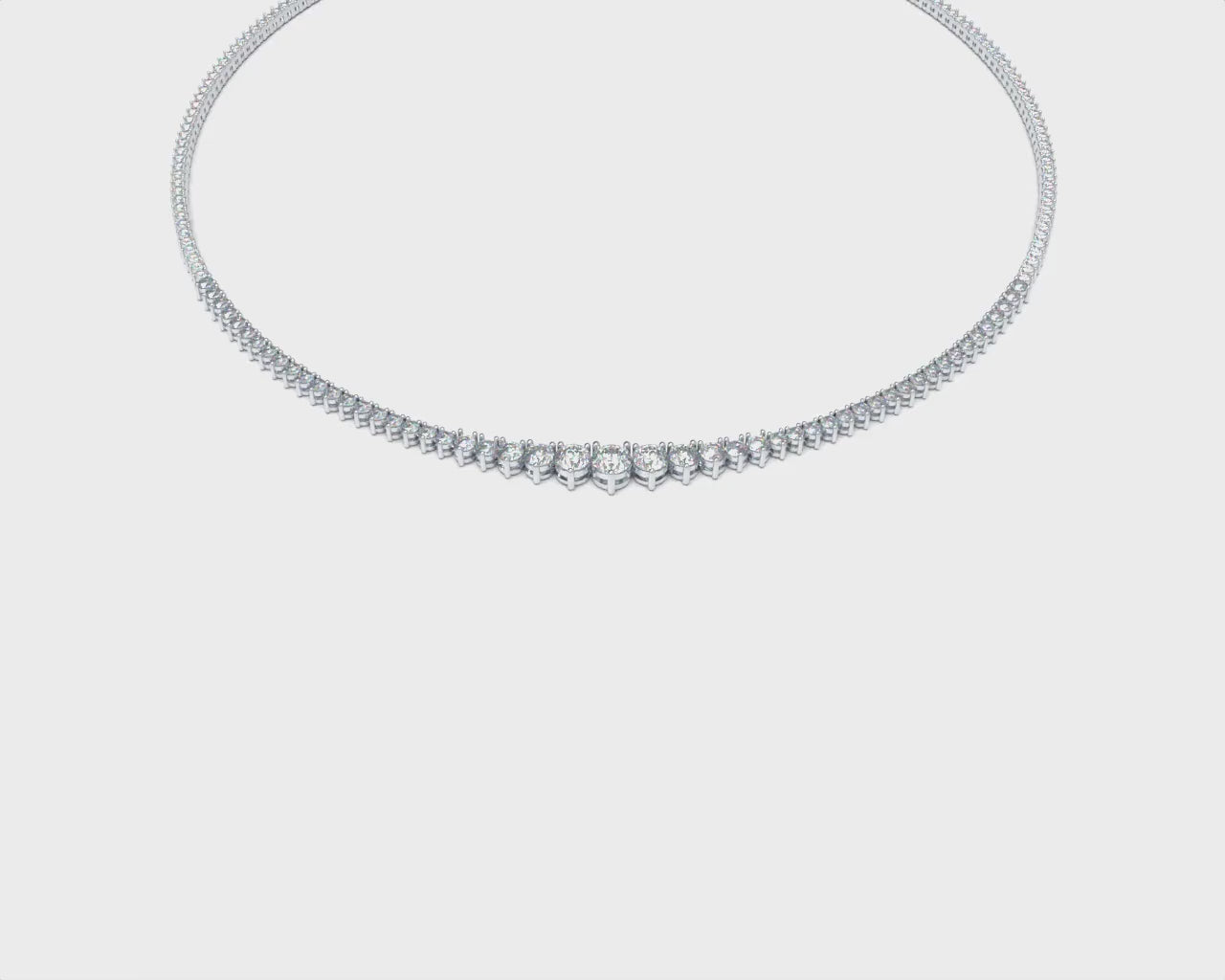 8CT/10CT Graduated Lab-Grown Diamond Tennis Necklace in White Gold or Platinum – 16 Inch