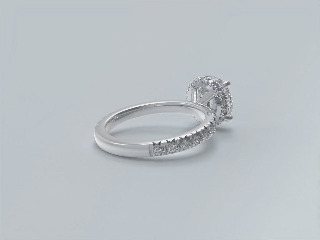 Eternal Halo Round Moissanite Engagement Ring in Sterling Silver