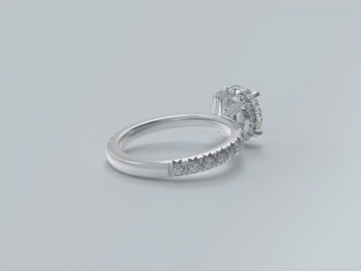 Eternal Halo Round Moissanite Engagement Ring in Sterling Silver