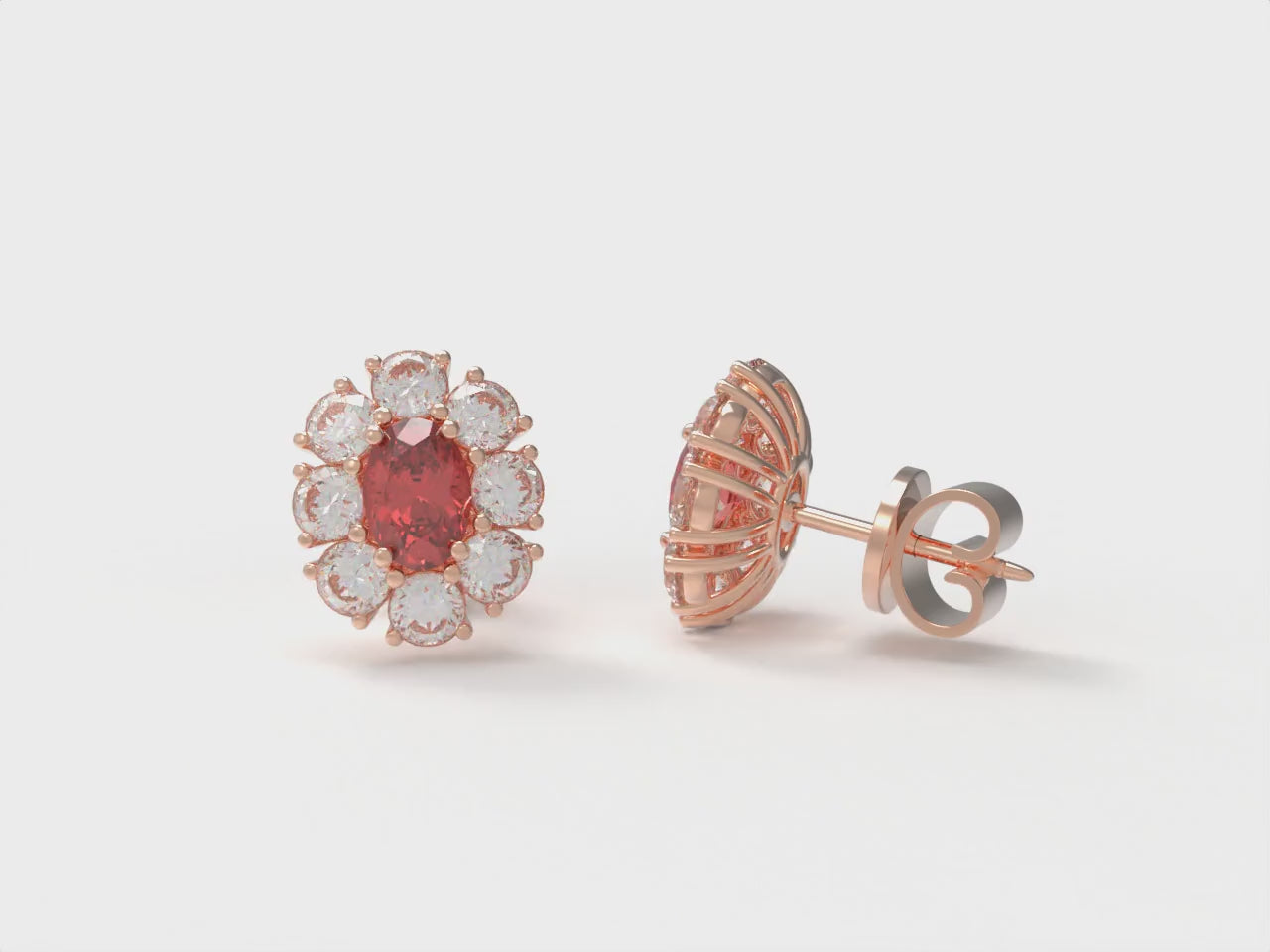 Ruby Camellia 2.50CTW Lab-Grown Ruby & Diamond Floral Stud Earrings